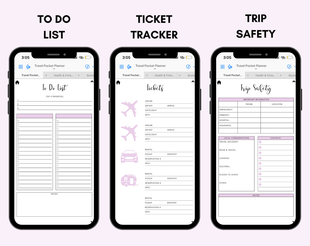 Digital Travel Phone Planner Purple Jessica Autumn