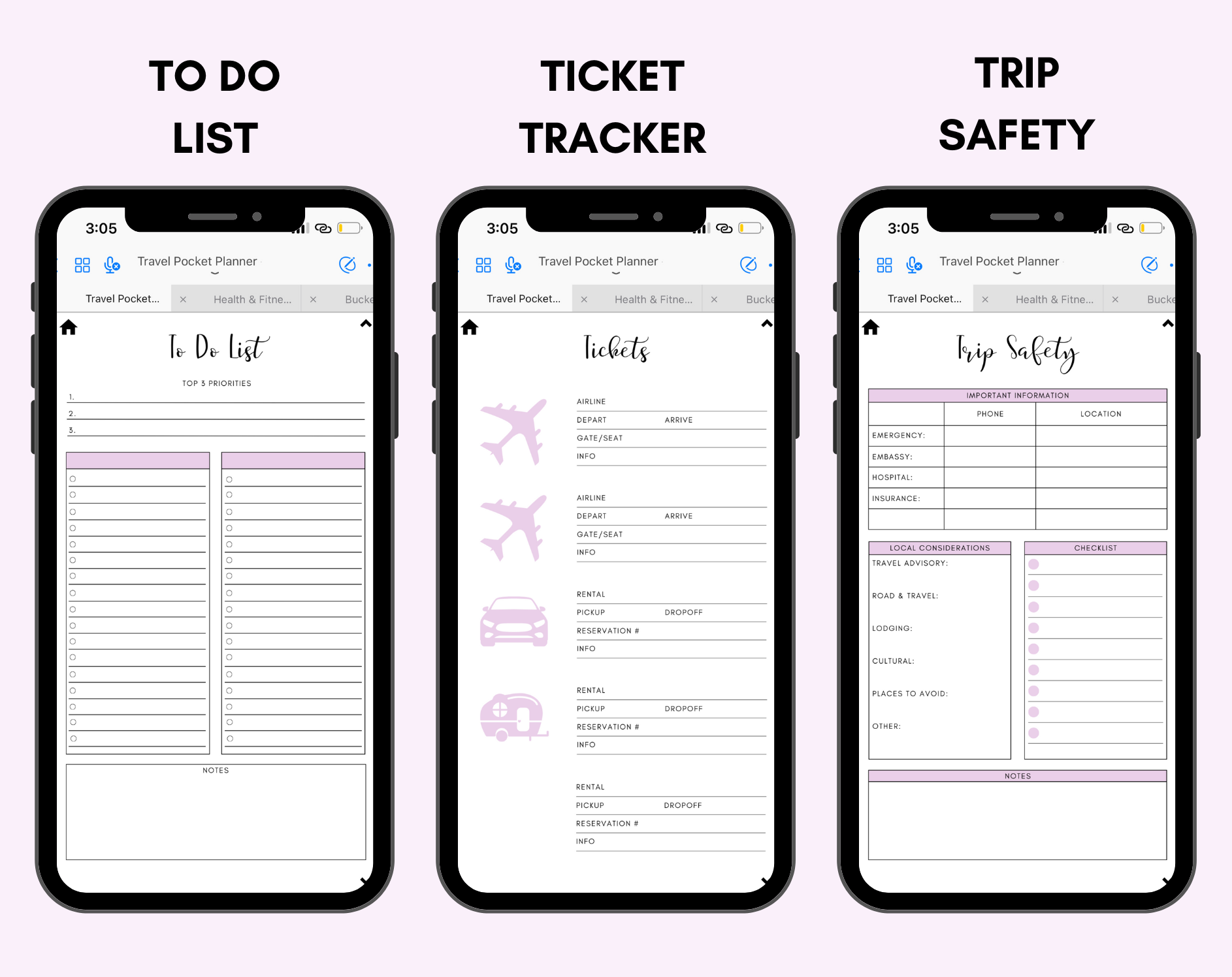 Digital Travel Phone Planner Purple Jessica Autumn