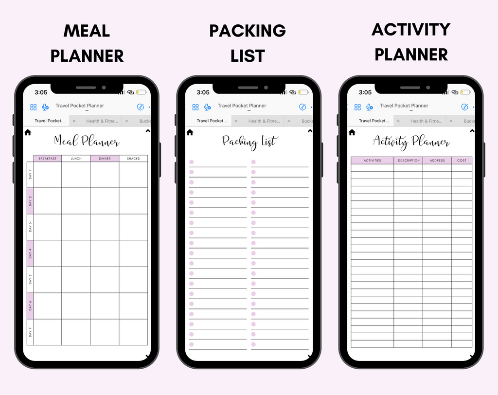 Digital Travel Phone Planner Purple Jessica Autumn