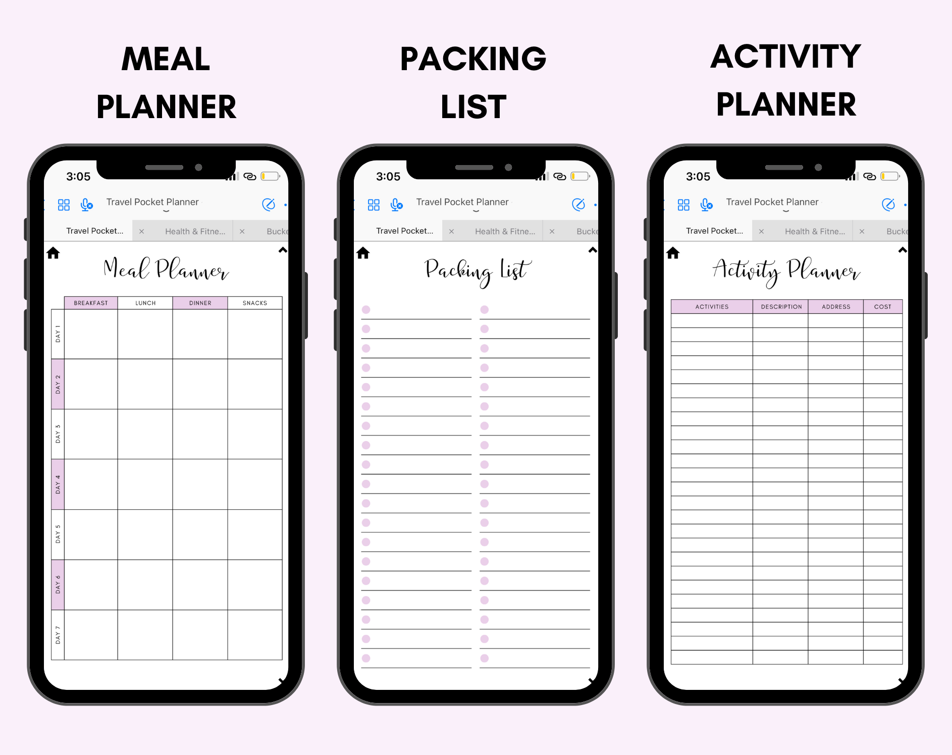 Digital Travel Phone Planner Purple Jessica Autumn