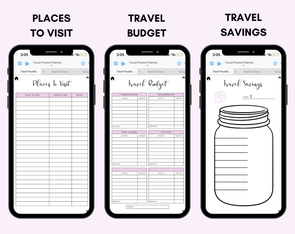 Digital Travel Phone Planner Purple Jessica Autumn