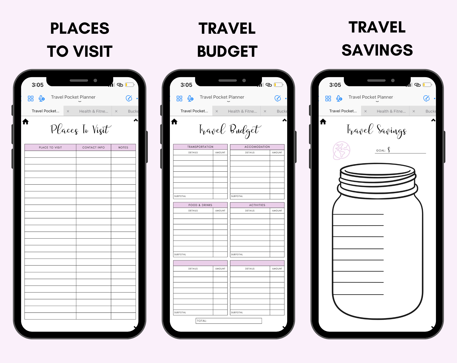 Digital Travel Phone Planner Purple Jessica Autumn