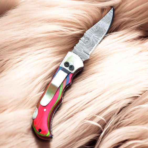 Handmade Folding Knife – 3" Damascus Steel Blade Damascus Knife Store