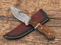 Handmade Damascus Gut Hook Hunting Knife – Rosewood Handle Damascus Knife Store