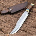 17" Handmade Bowie Knife – Carbon Steel Blade, Wood Handle Damascus Knife Store