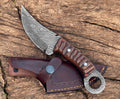 Handmade Damascus Hunting Knife with Wood Handle – 8" Damascus Knife Store