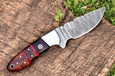 Handmade Damascus Hunting Knife – 8" with Wood Handle Damascus Knife Store