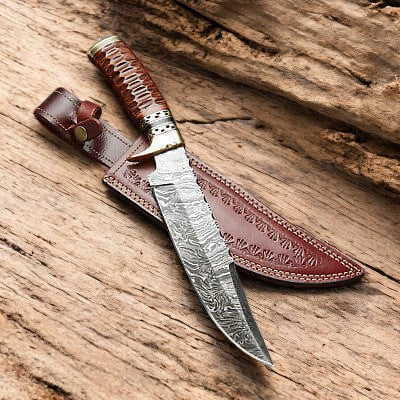 Handmade Damascus Bowie Knife – 14" with Rosewood Handle Damascus Knife Store