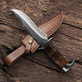 Handmade Carbon Steel Bowie Knife – 14" with Wood Handle Damascus Knife Store