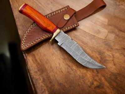 Handmade Damascus Hunting Knife – 11" with Wood Handle Damascus Knife Store