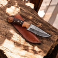 Handmade Damascus Hunting Knife with Wood Handle – 9" Damascus Knife Store