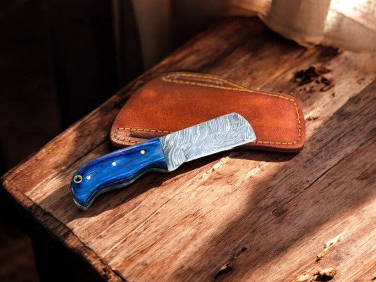 Custom Handmade Bull Cutter Knife – Damascus Steel Blade Damascus Knife Store