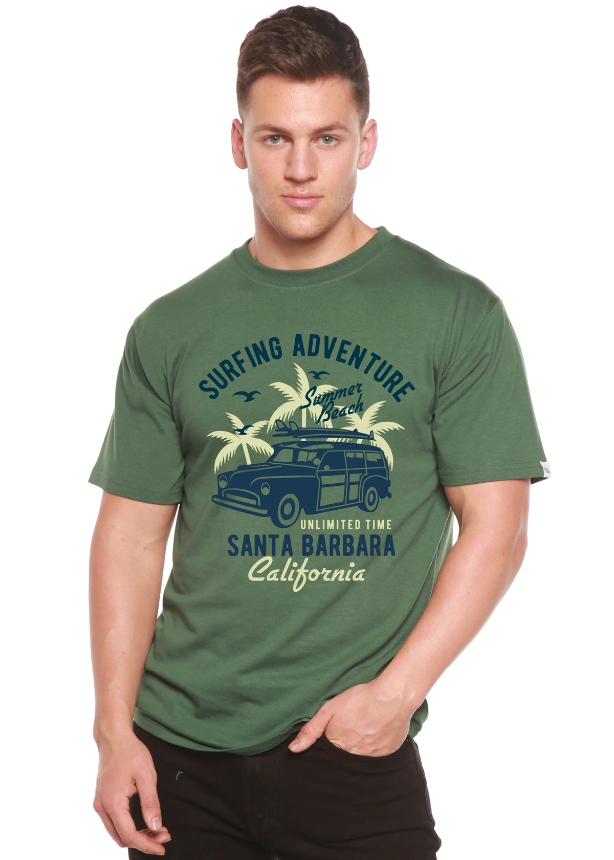 Surfing Adventure Spun Bamboo® Men's Bamboo Viscose/Organic Cotton Short Sleeve Graphic T-Shirt Spun Bamboo
