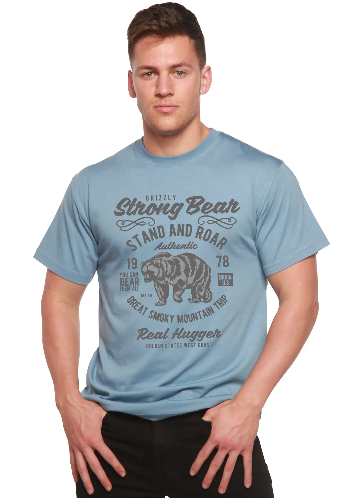 Strong Bear Spun Bamboo® Men's Bamboo Viscose/Organic Cotton Short Sleeve Graphic T-Shirt Spun Bamboo