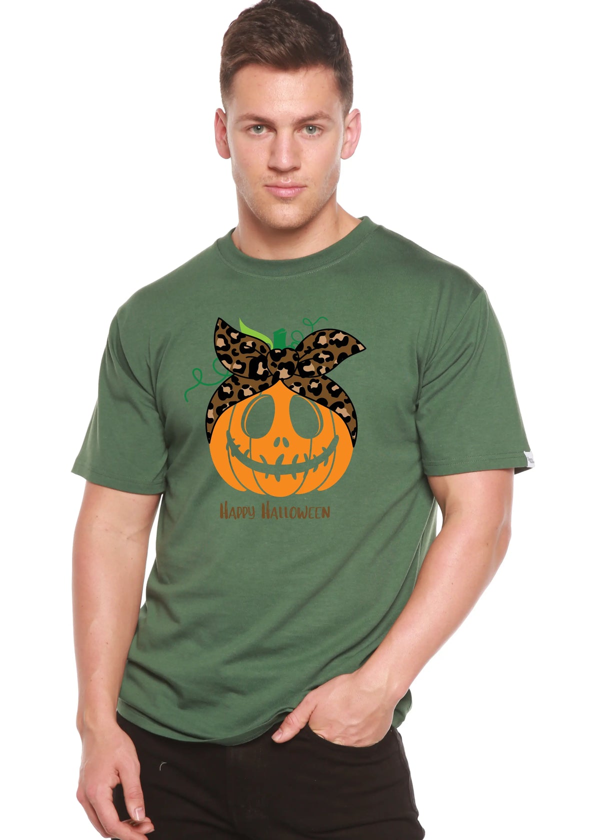 Happy Halloween Men's Bamboo Viscose/Organic Cotton Short Sleeve Graphic T-Shirt Spun Bamboo