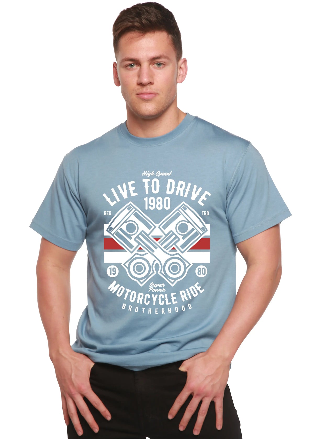 Live To Ride 1980 Men's Bamboo Viscose/Organic Cotton Short Sleeve Graphic T-Shirt Spun Bamboo