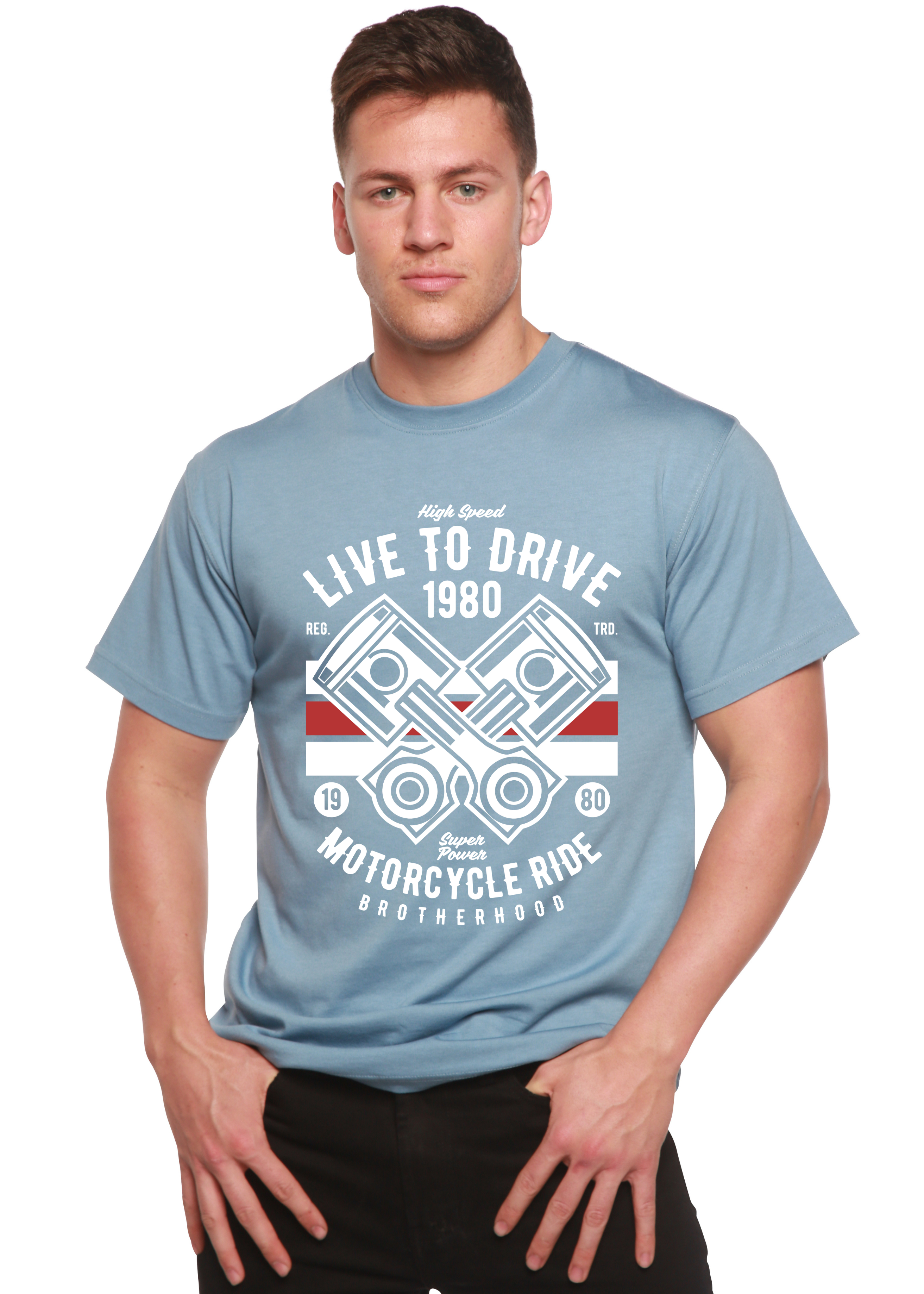 Live To Ride 1980 Men's Bamboo Viscose/Organic Cotton Short Sleeve Graphic T-Shirt Spun Bamboo