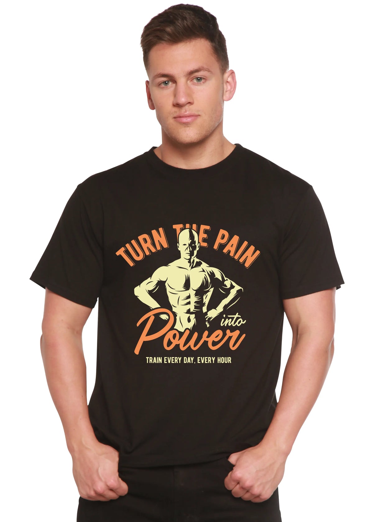 Turn The Pain Men's Bamboo Viscose/Organic Cotton Short Sleeve Graphic T-Shirt Spun Bamboo