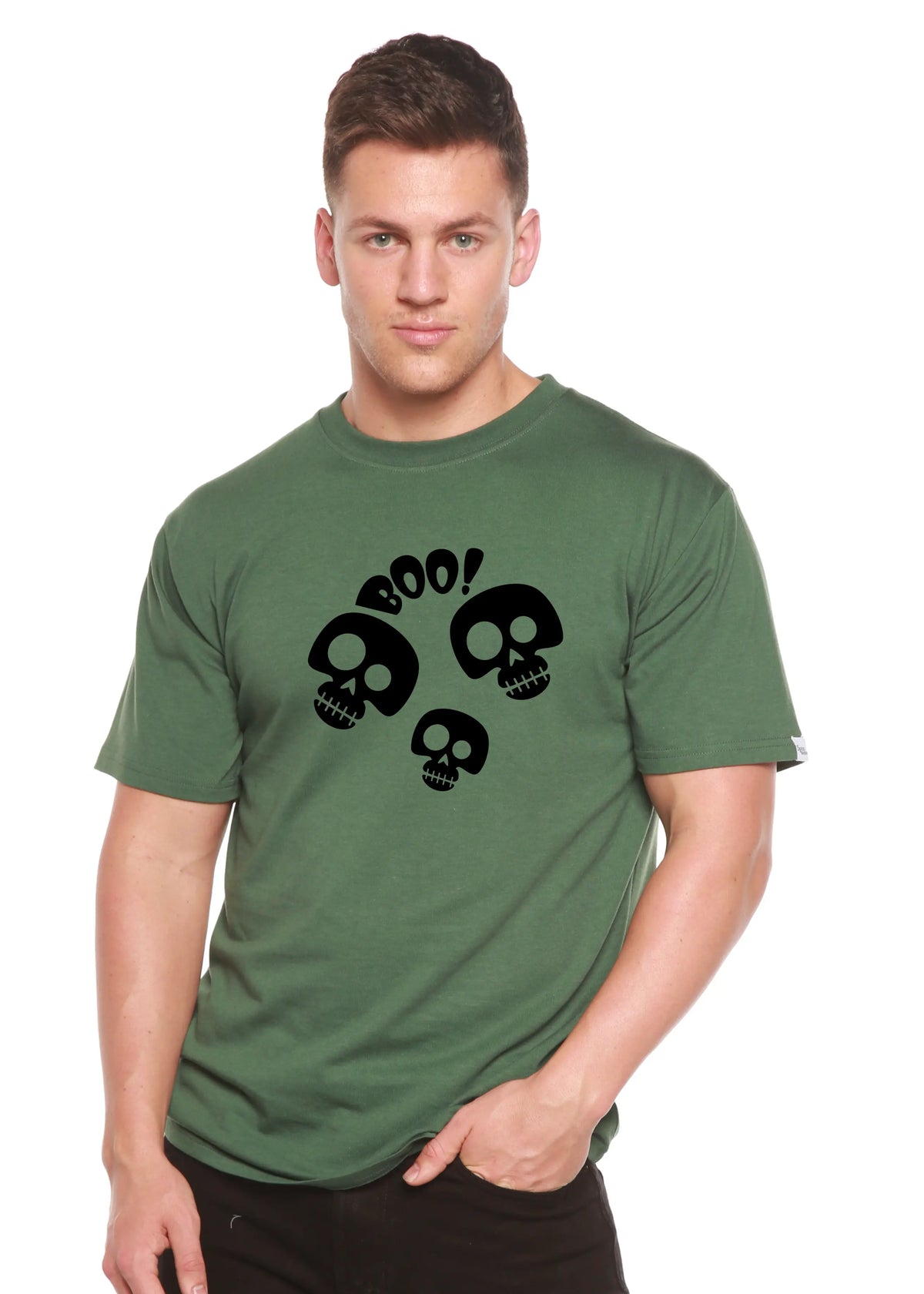 Halloween Boo Unisex Bamboo Viscose/Organic Cotton Short Sleeve Graphic T-Shirt Spun Bamboo