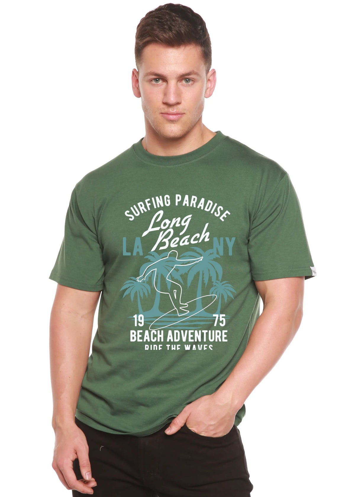 Beach Adventure Men's Bamboo Viscose/Organic Cotton Short Sleeve Graphic T-Shirt Spun Bamboo