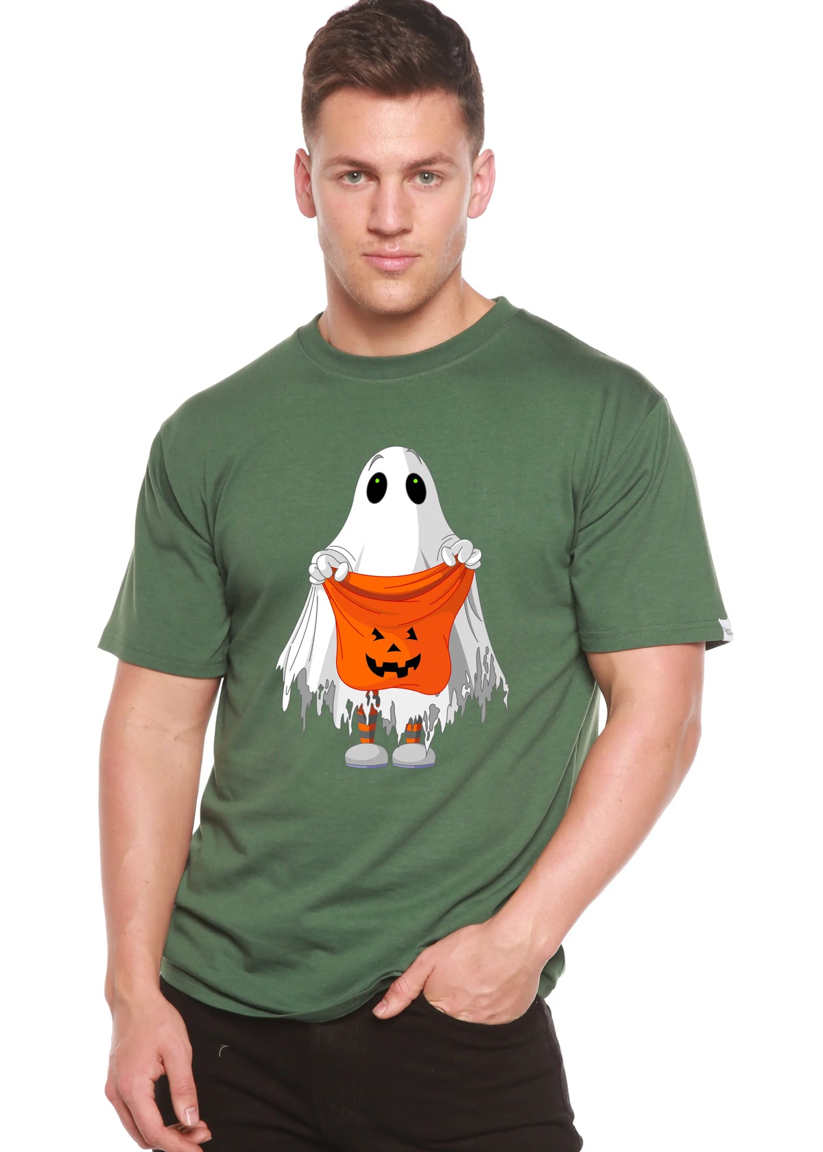 Boo Halloween Men's Bamboo Viscose/Organic Cotton Short Sleeve Graphic T-Shirt Spun Bamboo