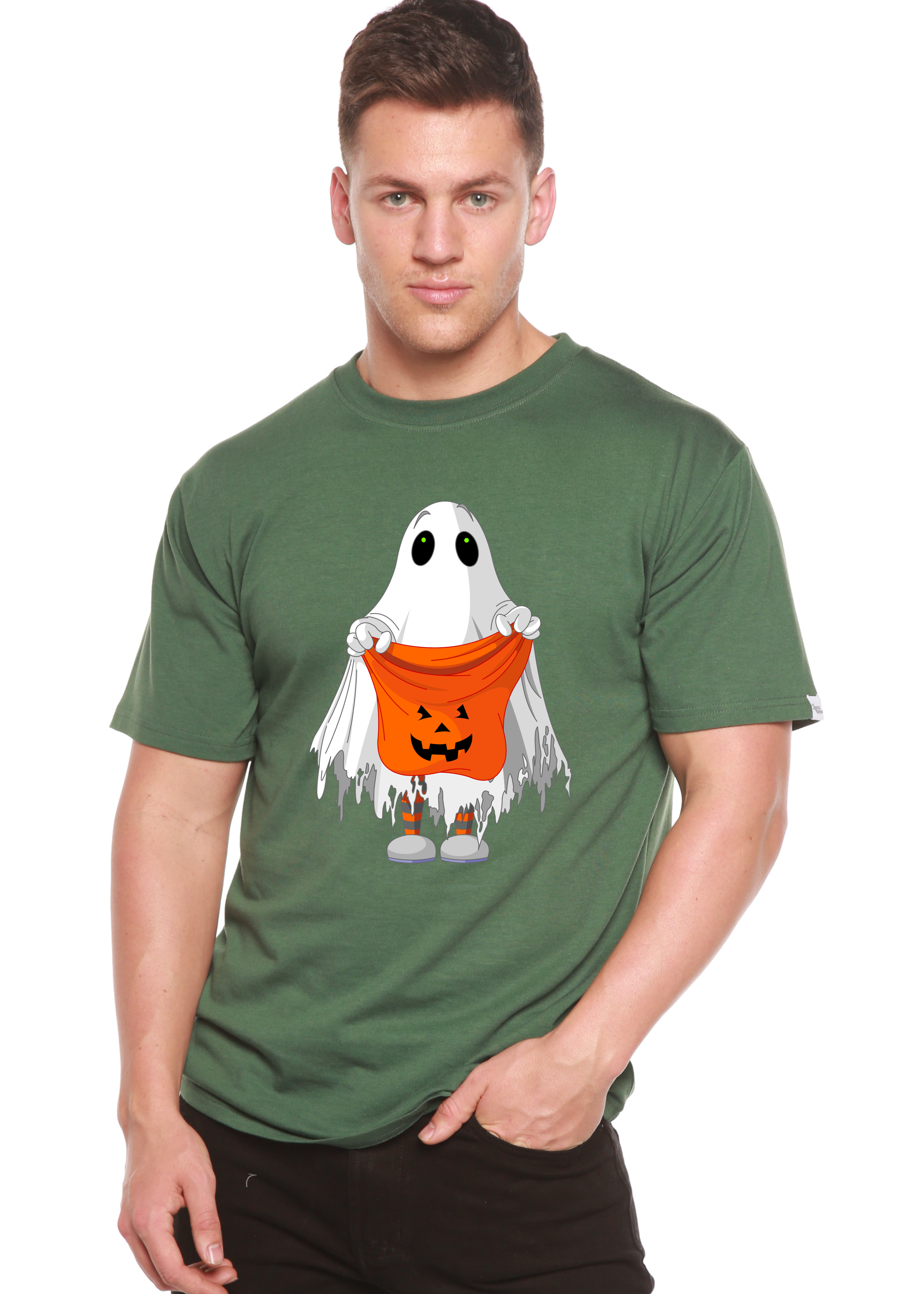 Boo Halloween Men's Bamboo Viscose/Organic Cotton Short Sleeve Graphic T-Shirt Spun Bamboo