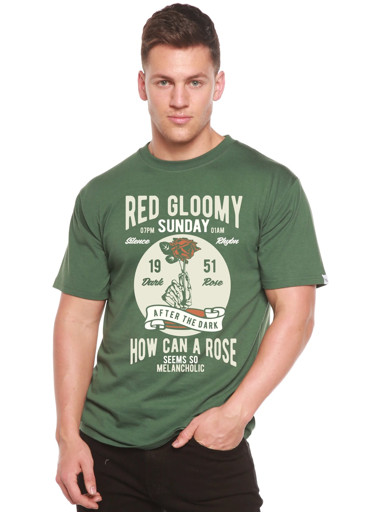 Red Gloomy Spun Bamboo® Men's Bamboo Viscose/Organic Cotton Short Sleeve Graphic T-Shirt Spun Bamboo