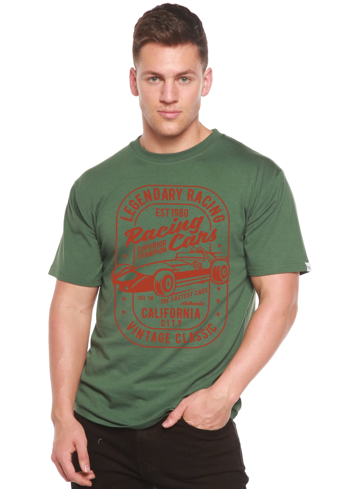 Legendary Racing Cars Men's Bamboo Viscose/Organic Cotton Short Sleeve Graphic T-Shirt Spun Bamboo