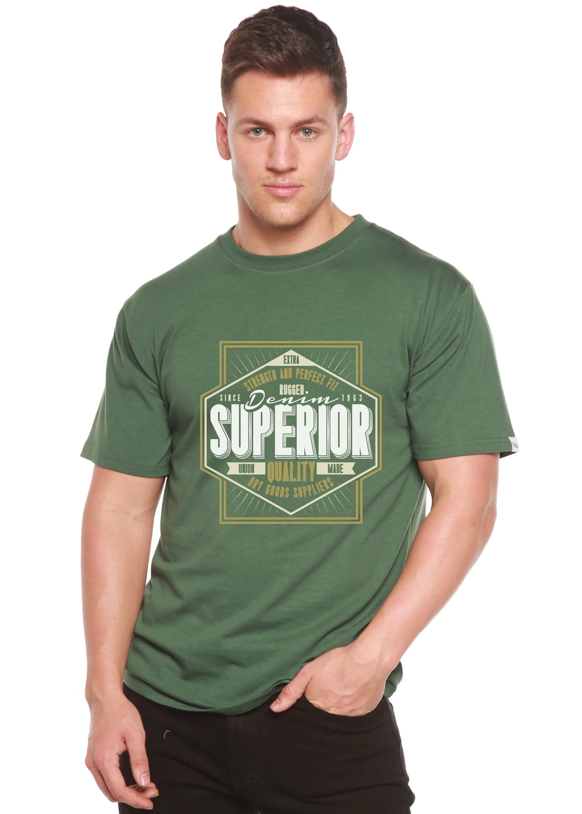 Superior Quality Men's Bamboo Viscose/Organic Cotton Short Sleeve Graphic T-Shirt Spun Bamboo
