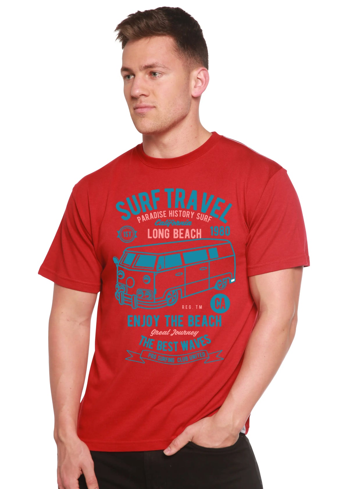 Surf Travel Spun Bamboo® Men's Bamboo Viscose/Organic Cotton Short Sleeve Graphic T-Shirt Spun Bamboo