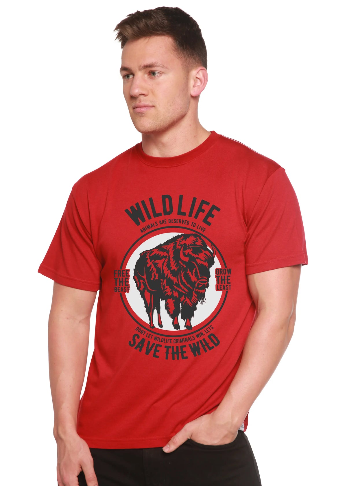 Wild Life Spun Bamboo® Men's Bamboo Viscose/Organic Cotton Short Sleeve Graphic T-Shirt Spun Bamboo