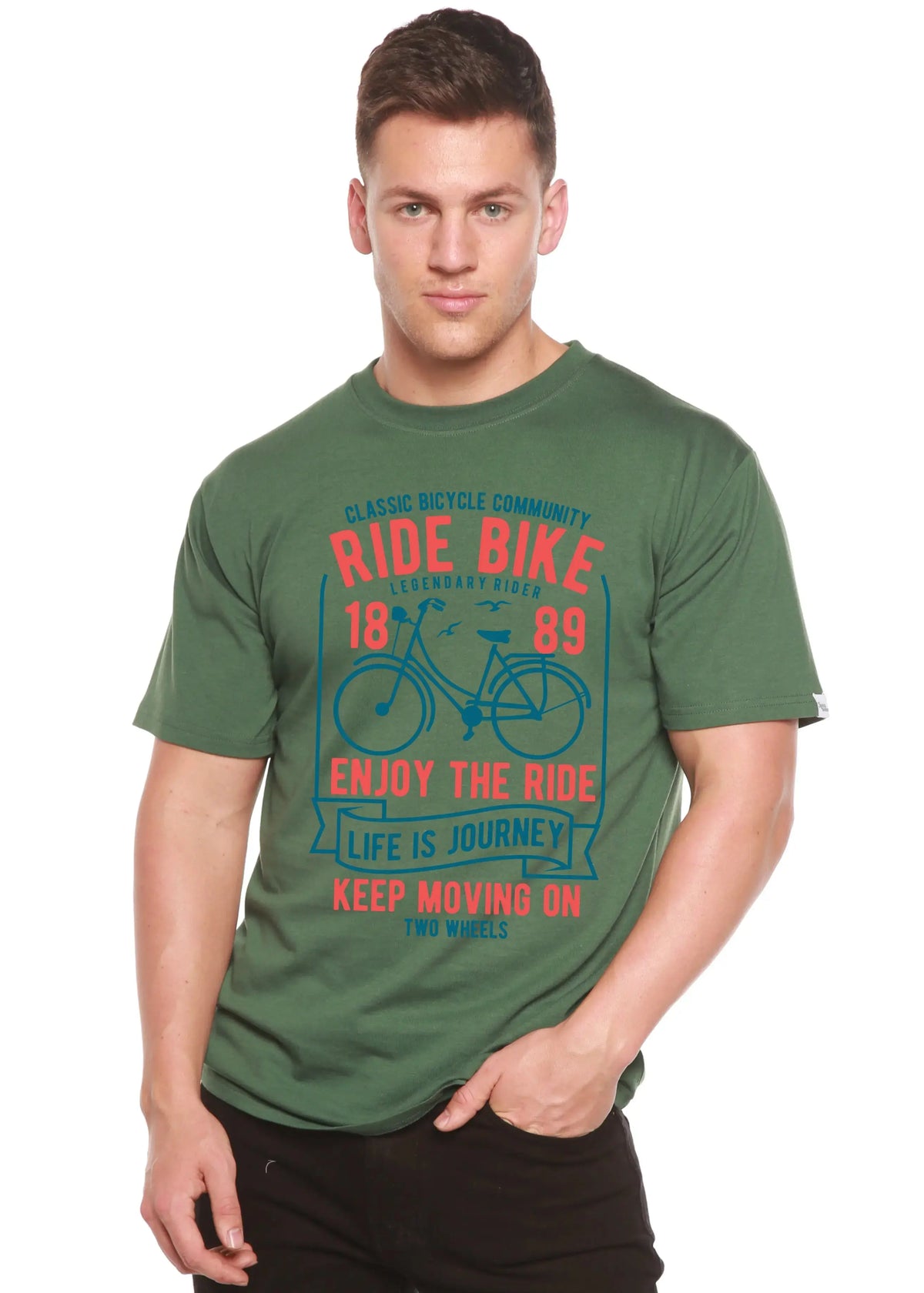 Ride Bike Spun Bamboo® Men's Bamboo Viscose/Organic Cotton Short Sleeve Graphic T-Shirt Spun Bamboo