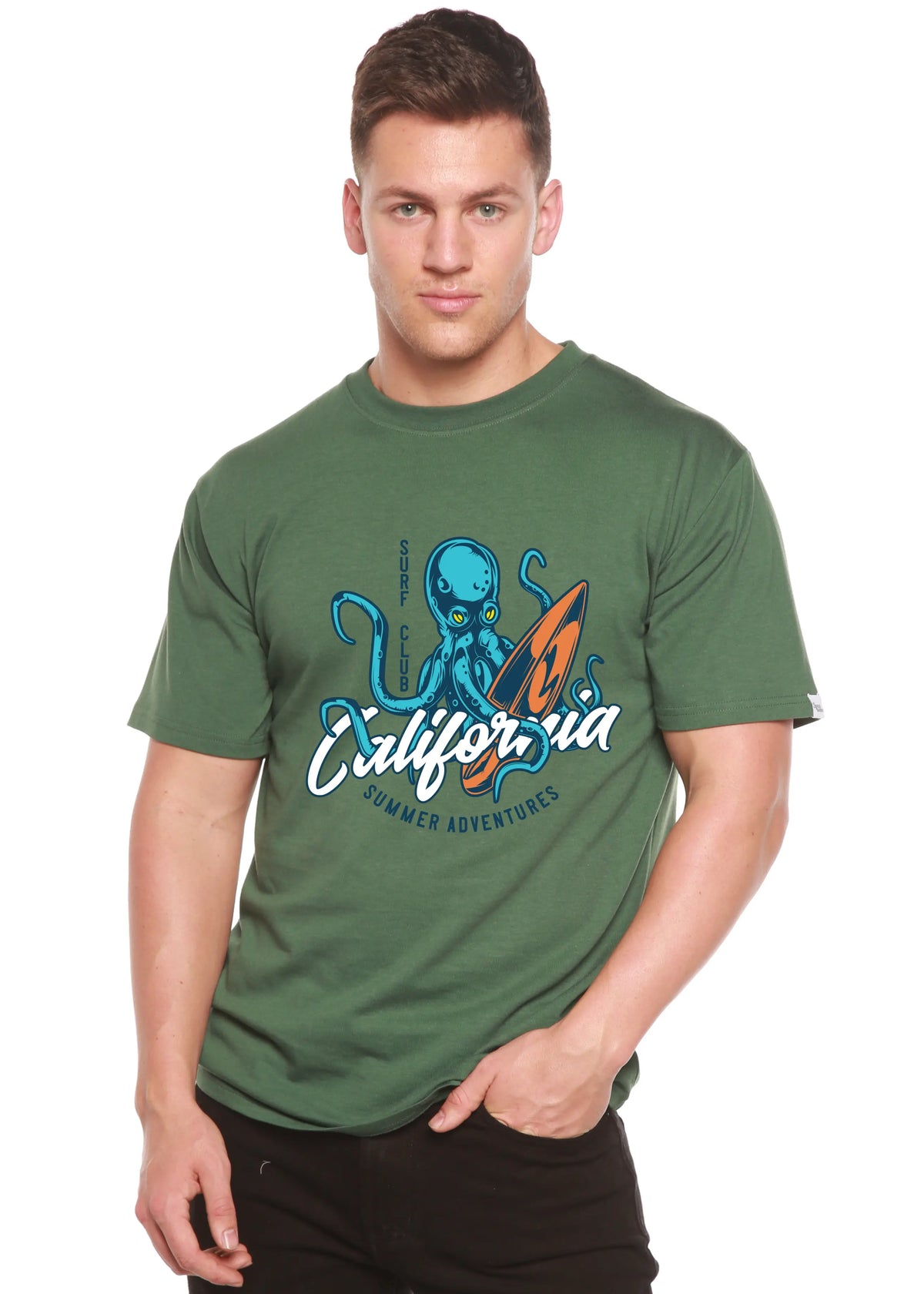 California Summer Adventures Men's Bamboo Viscose/Organic Cotton Short Sleeve Graphic T-Shirt Spun Bamboo