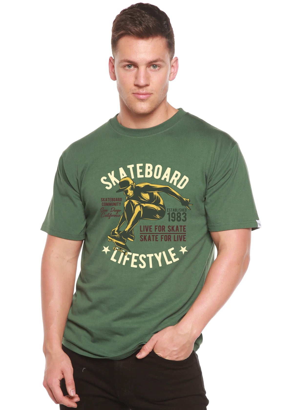 Skateboard Lifestyle Men's Bamboo Viscose/Organic Cotton Short Sleeve Graphic T-Shirt Spun Bamboo