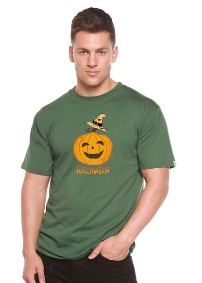 Halloween Pumpkin Unisex Bamboo Viscose/Organic Cotton Short Sleeve Graphic T-Shirt Spun Bamboo