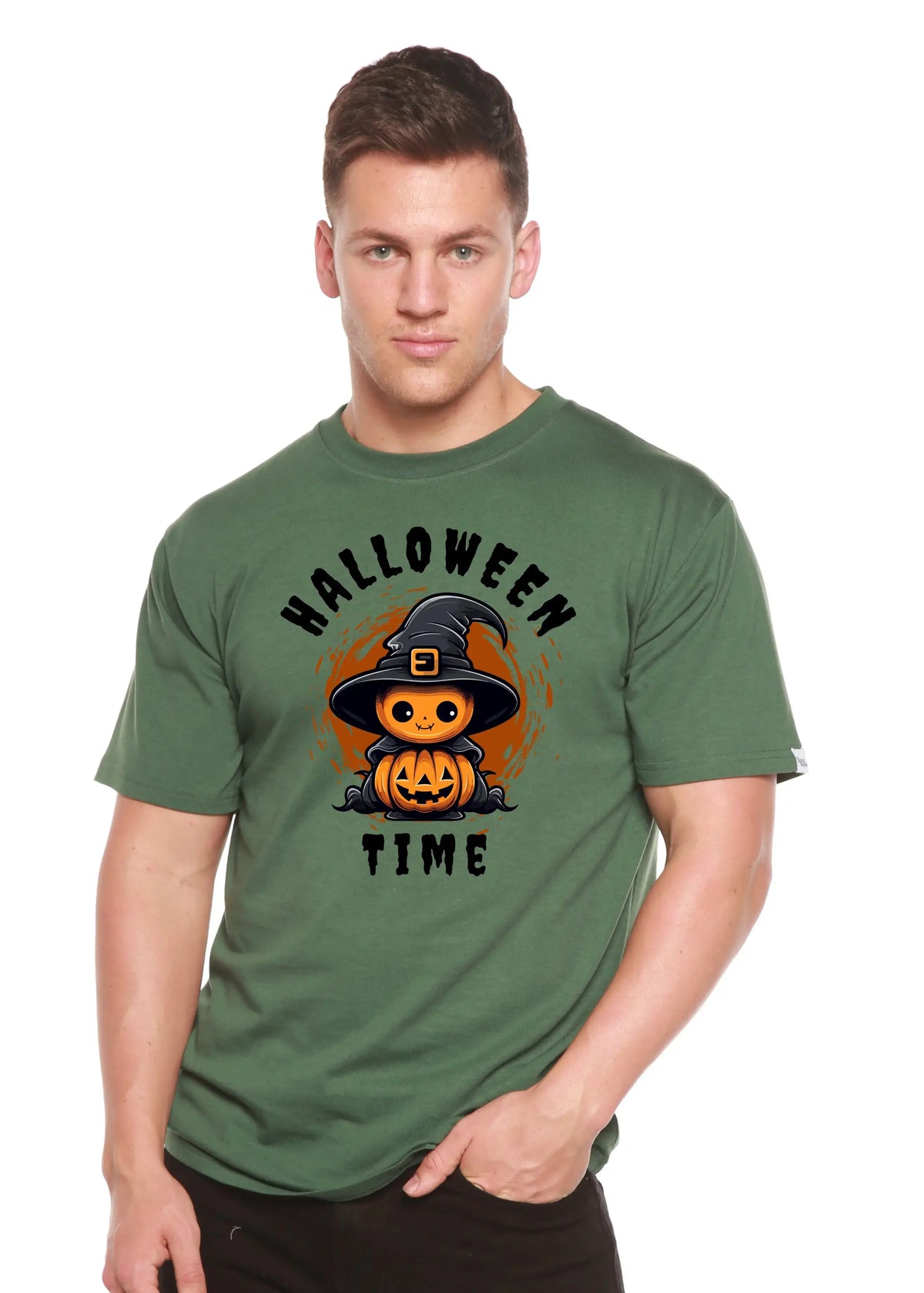 Halloween Time Unisex Bamboo Viscose/Organic Cotton Short Sleeve Graphic T-Shirt Spun Bamboo