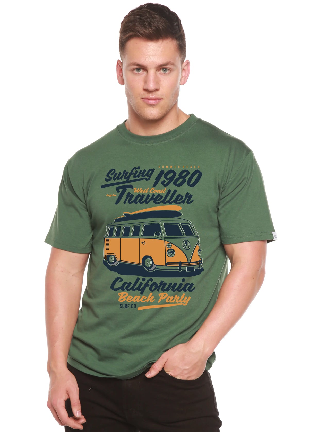 Surfing 1980 Spun Bamboo® Men's Bamboo Viscose/Organic Cotton Short Sleeve Graphic T-Shirt Spun Bamboo