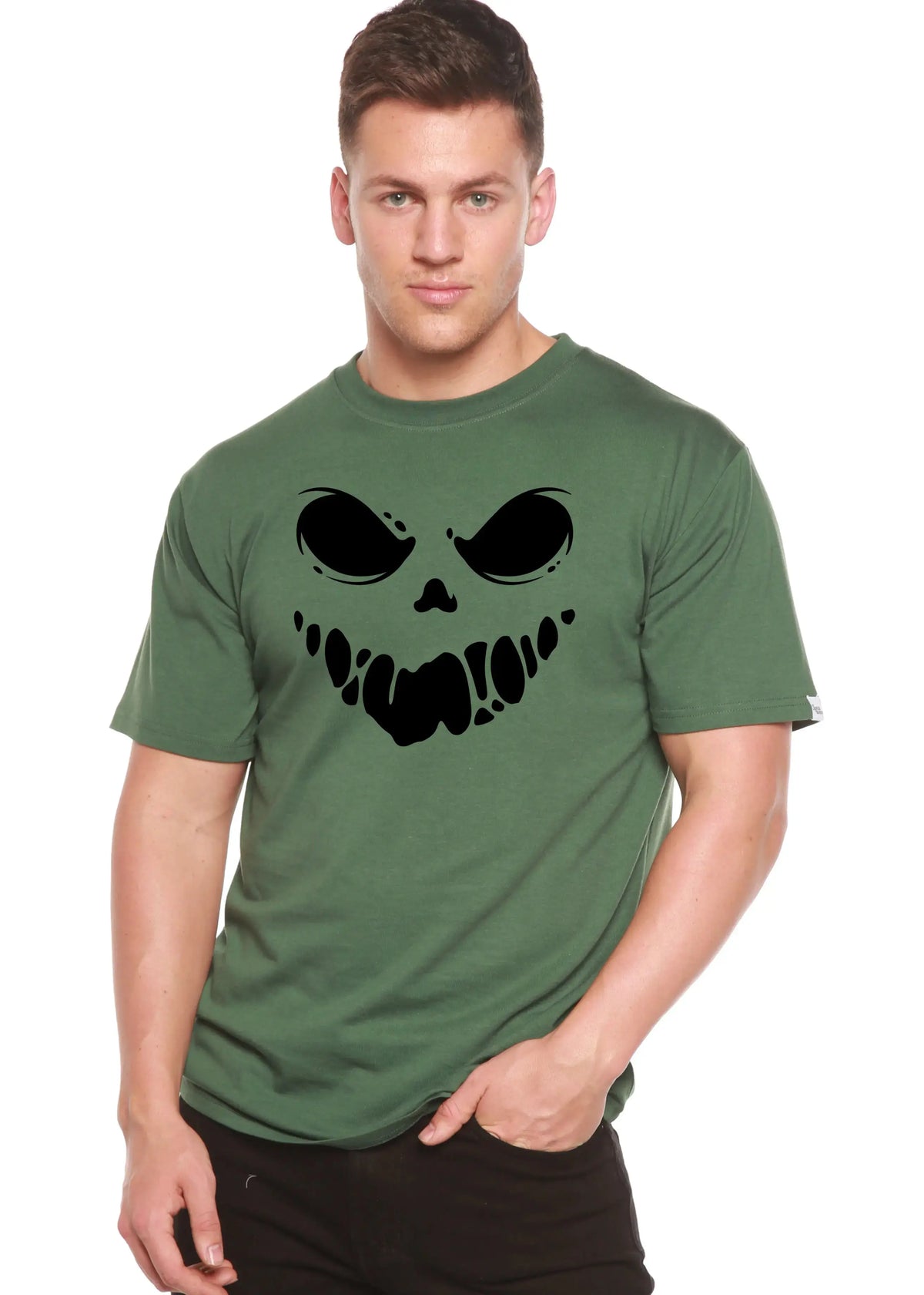 Halloween Boo Men's Bamboo Viscose/Organic Cotton Short Sleeve Graphic T-Shirt Spun Bamboo