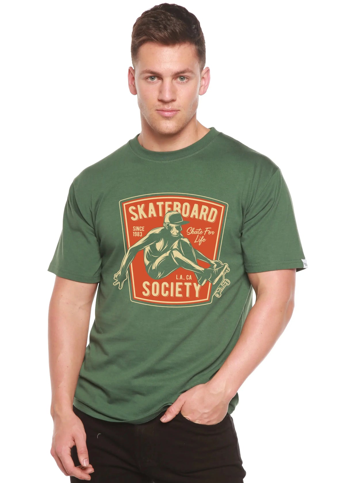 Skateboard Society Men's Bamboo Viscose/Organic Cotton Short Sleeve Graphic T-Shirt Spun Bamboo