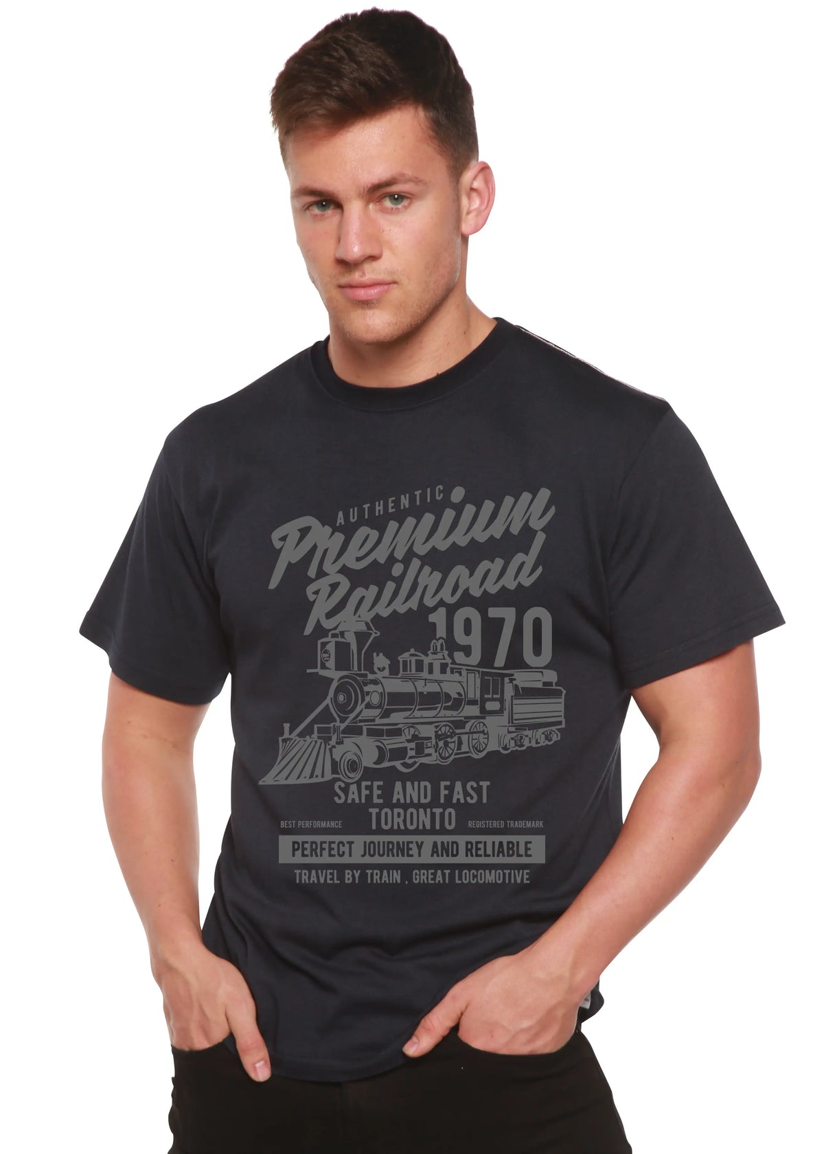 Premium Railroad Spun Bamboo® Men's Bamboo Viscose/Organic Cotton Short Sleeve Graphic T-Shirt Spun Bamboo