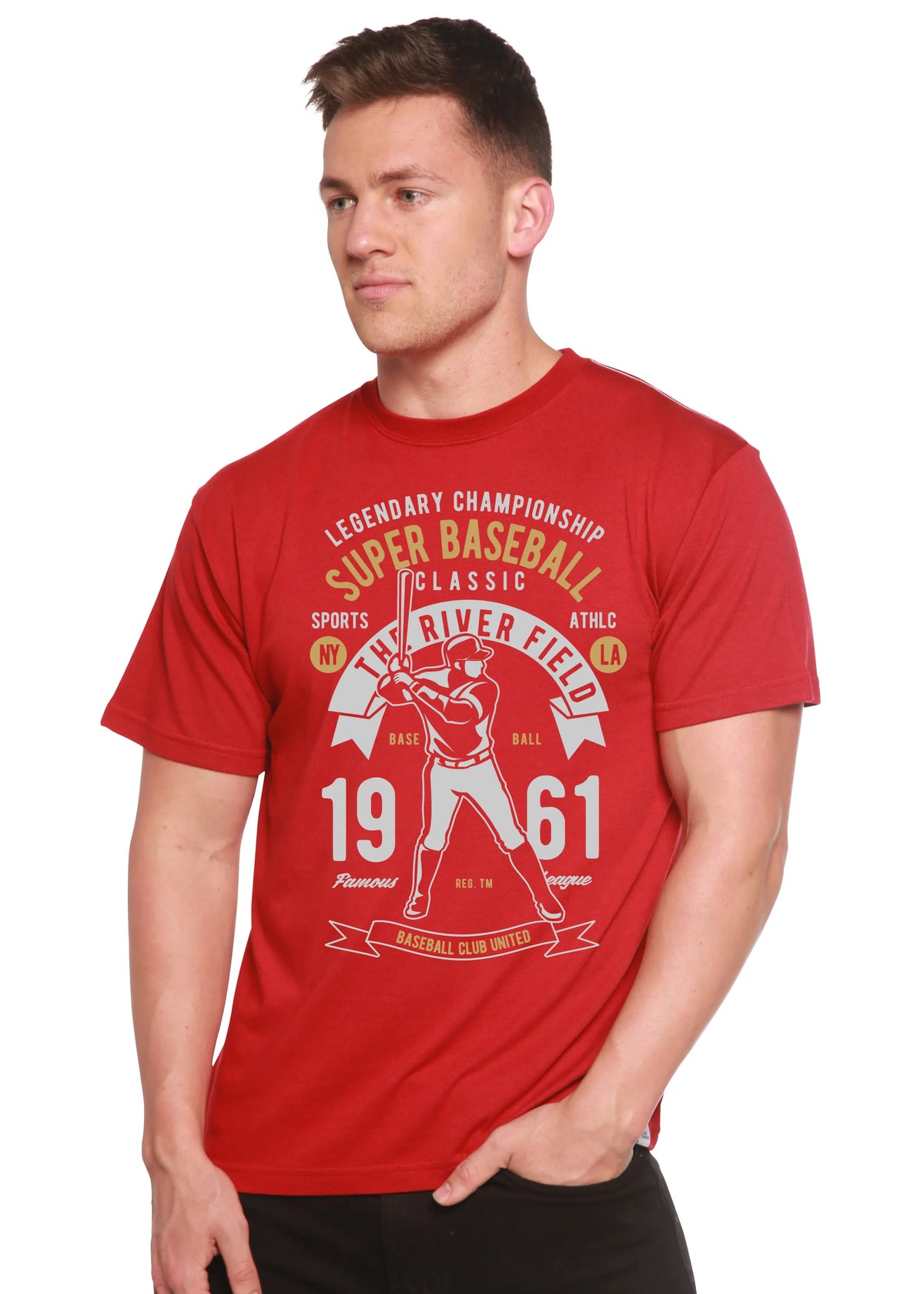 Super Baseball Spun Bamboo® Men's Bamboo Viscose/Organic Cotton Short Sleeve Graphic T-Shirt Spun Bamboo