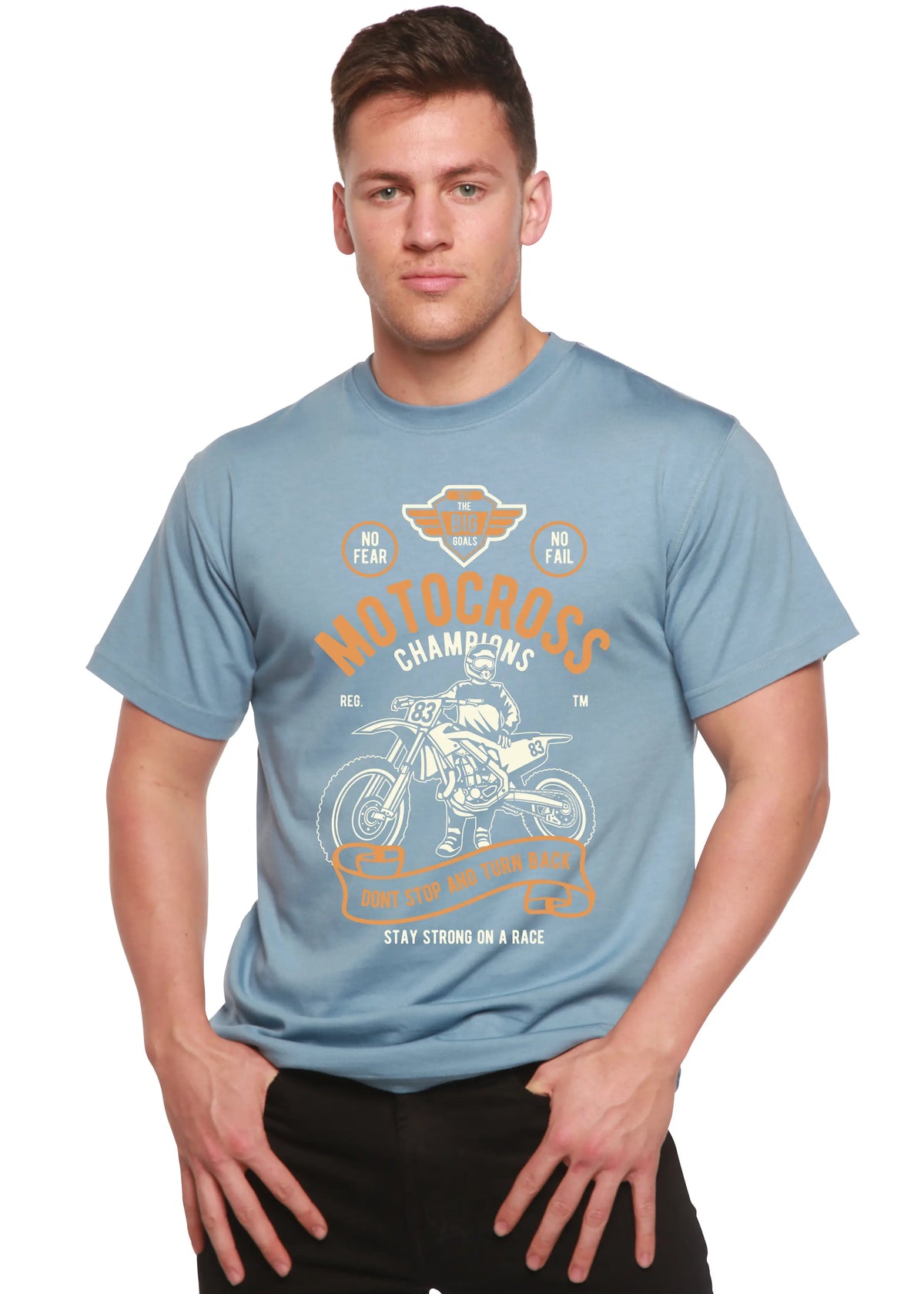 Motocross Champions Men's Bamboo Viscose/Organic Cotton Short Sleeve Graphic T-Shirt Spun Bamboo