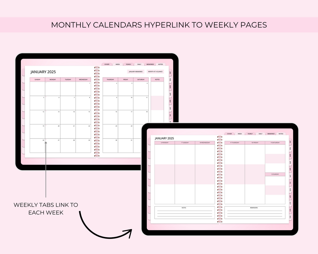 2026 Simply Elegant Digital Planner in Pink Jessica Autumn