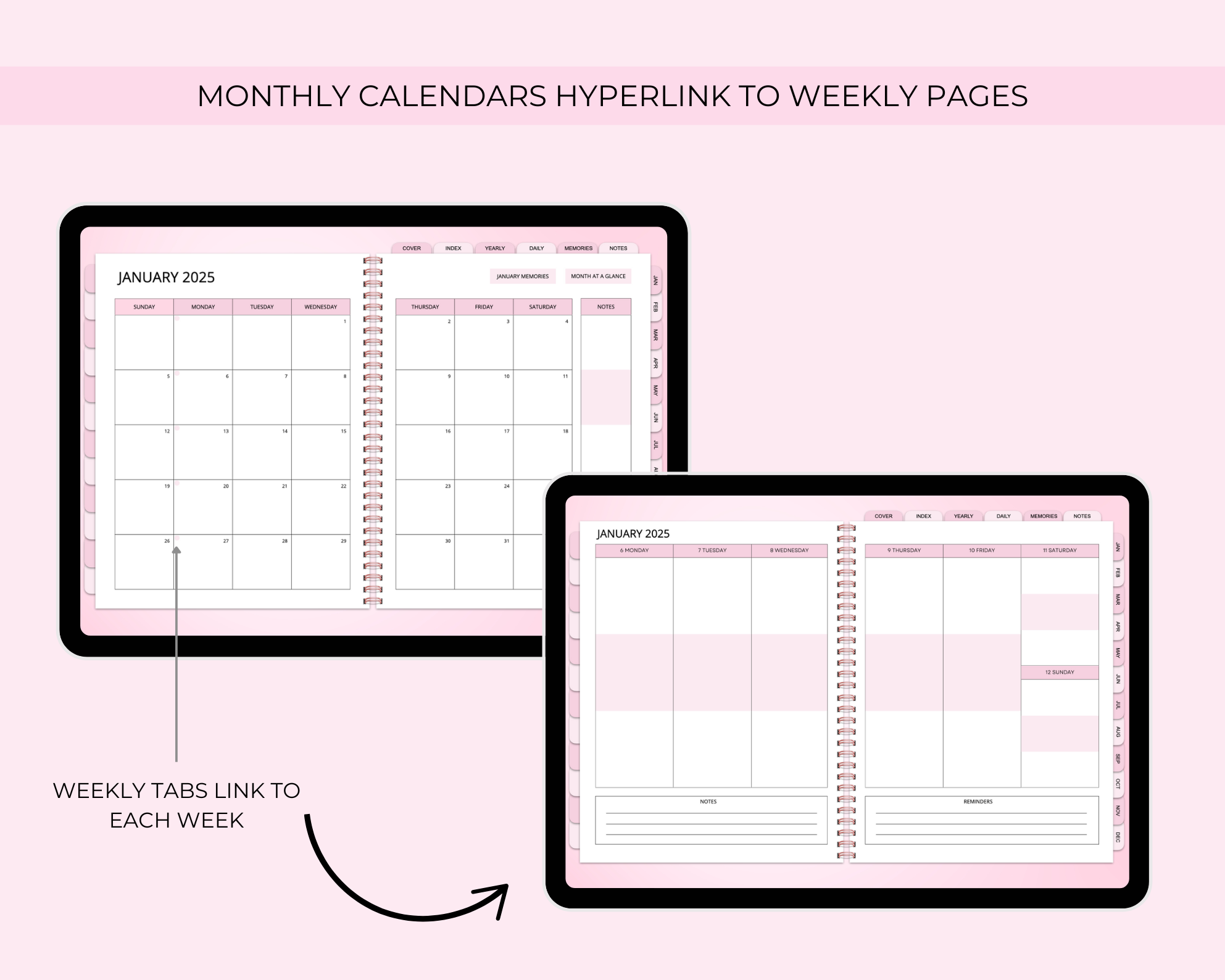 2026 Simply Elegant Digital Planner in Pink Jessica Autumn