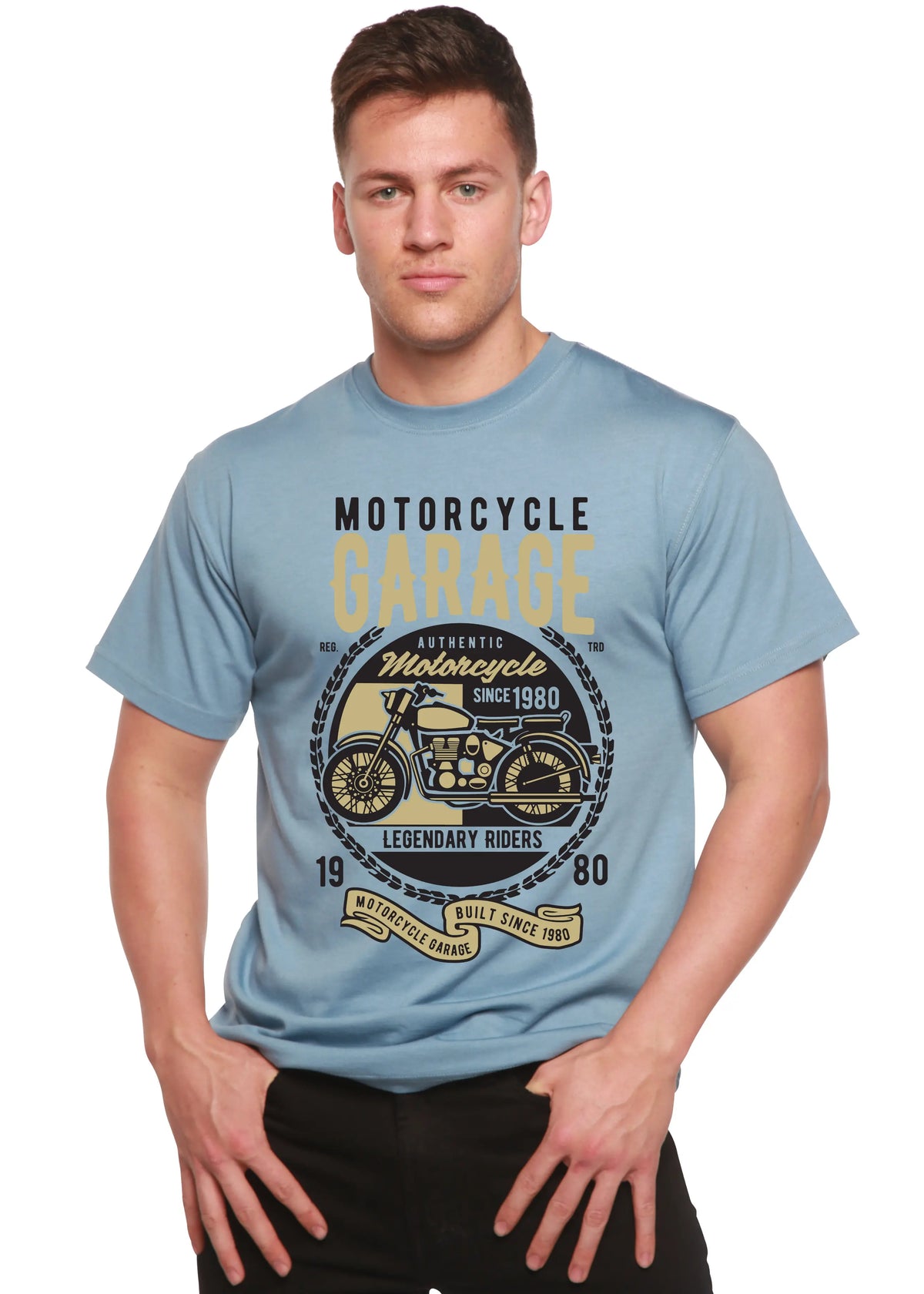 Motorcycle Garage Men's Bamboo Viscose/Organic Cotton Short Sleeve Graphic T-Shirt Spun Bamboo