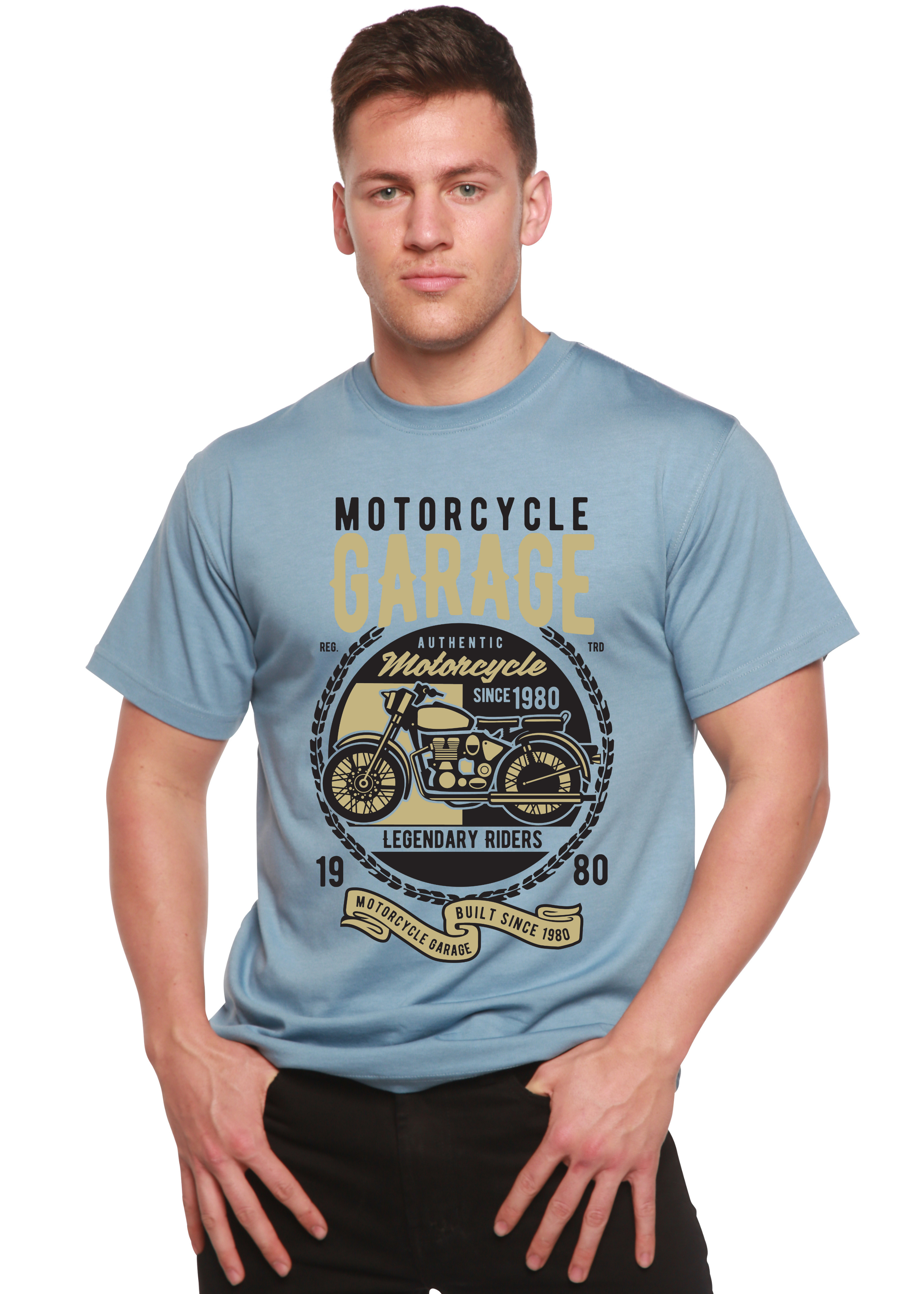 Motorcycle Garage Men's Bamboo Viscose/Organic Cotton Short Sleeve Graphic T-Shirt Spun Bamboo