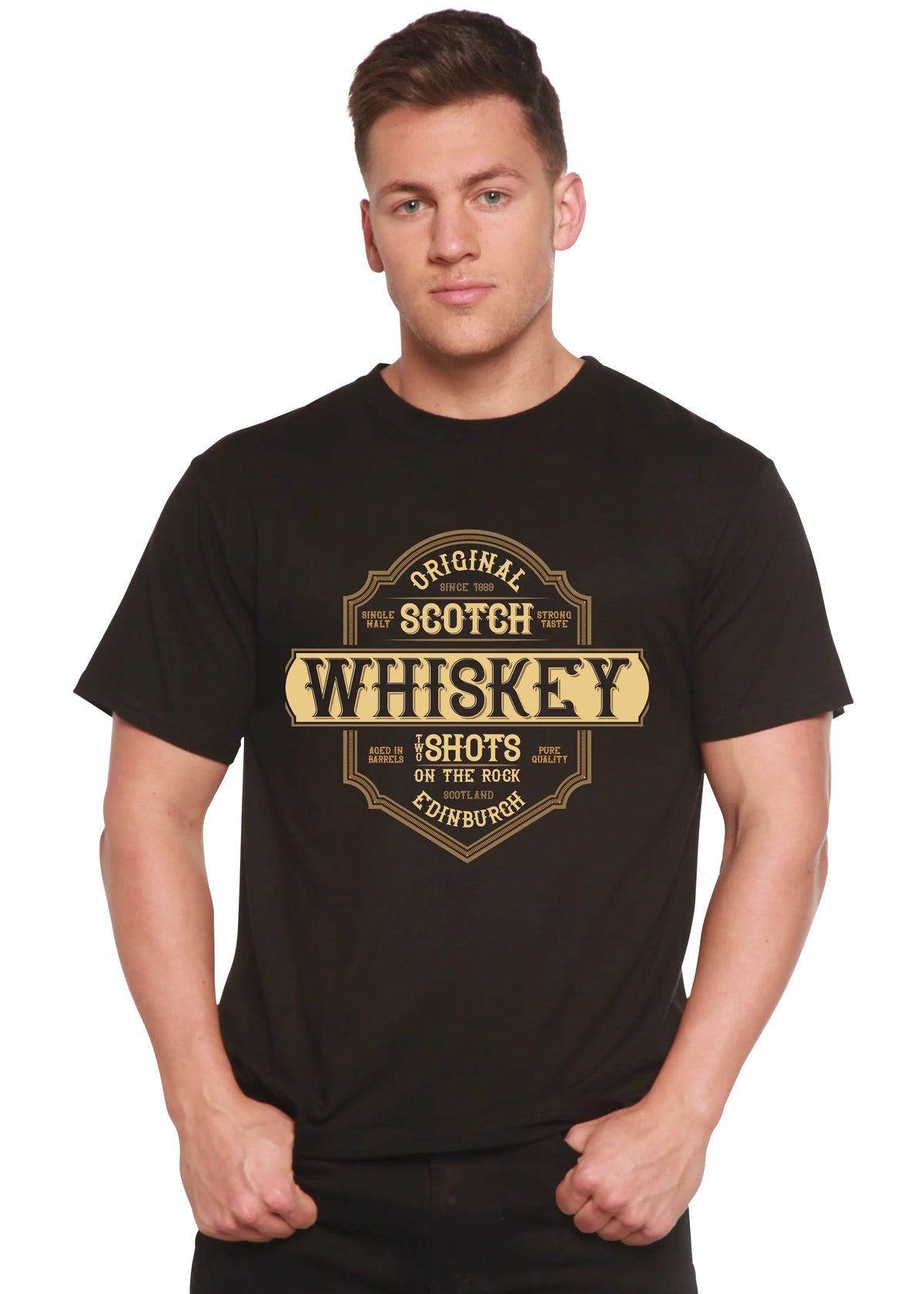 Whiskey Men's Bamboo Viscose/Organic Cotton Short Sleeve Graphic T-Shirt Spun Bamboo
