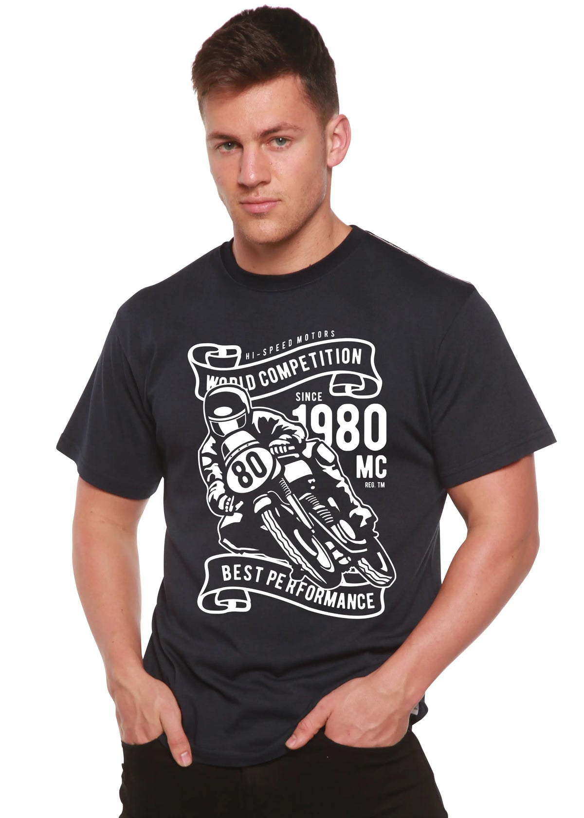 World Competition Men's Bamboo Viscose/Organic Cotton Short Sleeve Graphic Graphic T-Shirt Spun Bamboo