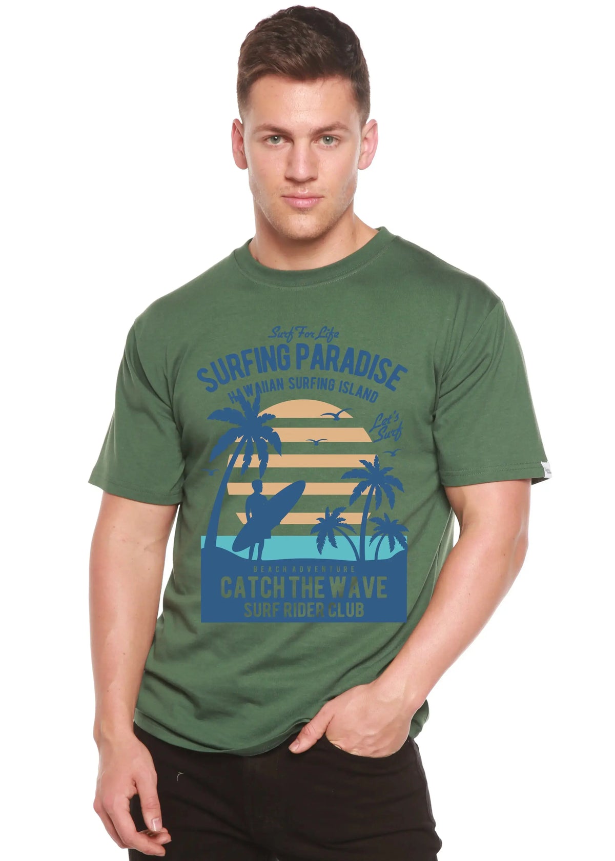 Surfing Paradis Spun Bamboo® Men's Bamboo Viscose/Organic Cotton Short Sleeve Graphic T-Shirt Spun Bamboo
