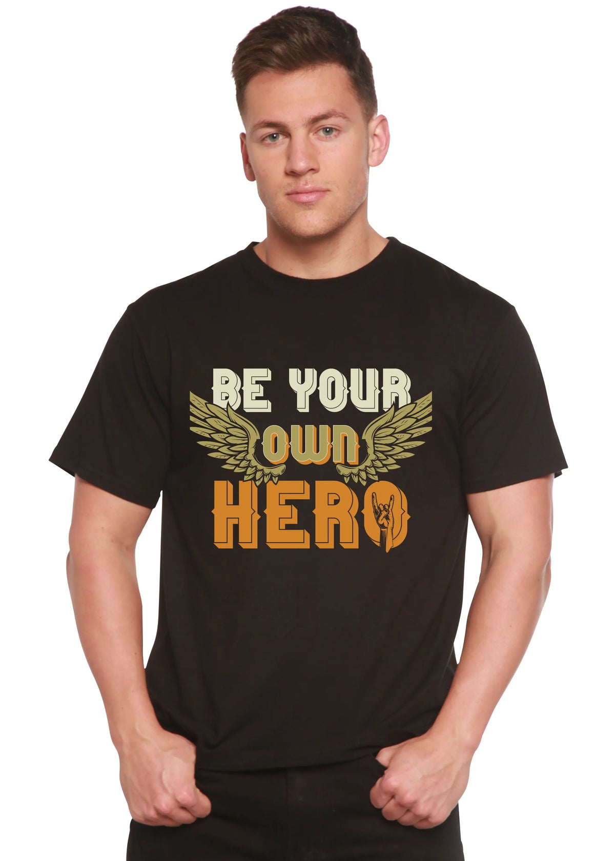 Be Your Own Hero Men's Bamboo Viscose/Organic Cotton Short Sleeve Graphic T-Shirt Spun Bamboo